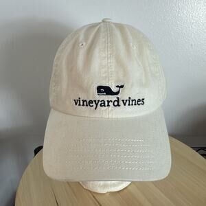 White Vineyard Vines Whale Strapback Hat Cap Preppy Nautical Adjustable